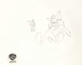Tiny Toons Original Production Drawing: Furrball and Sneezer the Sneezing Ghost