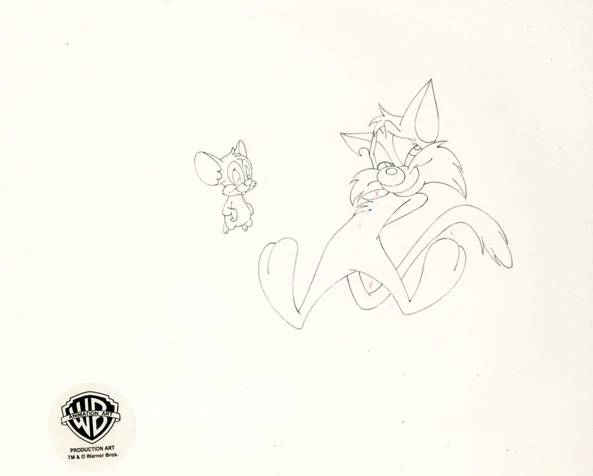 Tiny Toons Original Production Drawing: Furrball and Sneezer the Sneezing Ghost