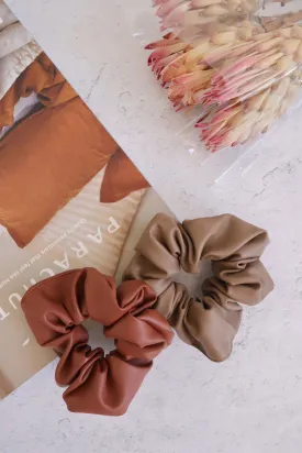 Trendy Vegan Matte Leather Scrunchie Hair Tie