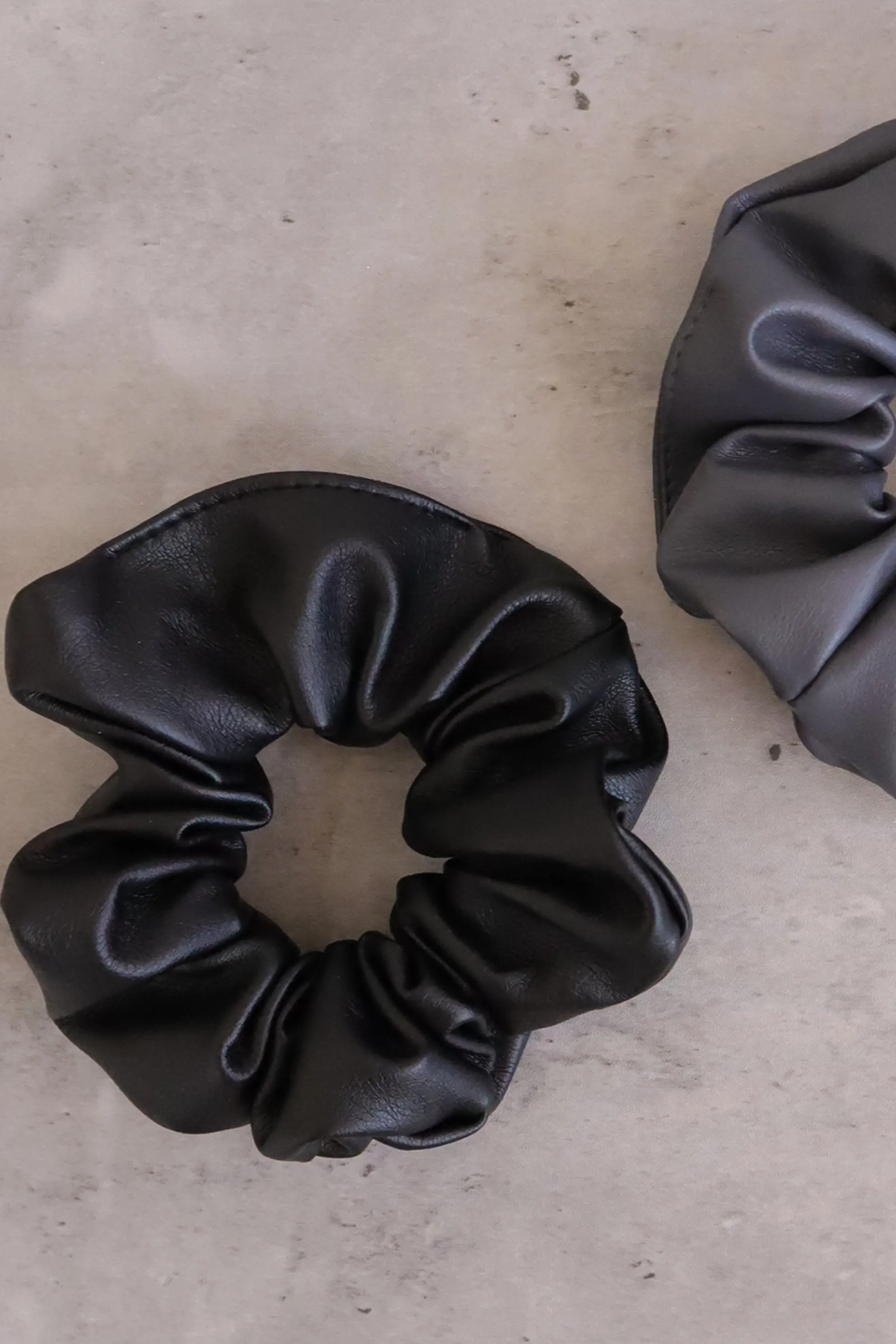 Trendy Vegan Matte Leather Scrunchie Hair Tie
