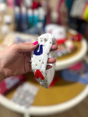 USA Beaded Headband : White