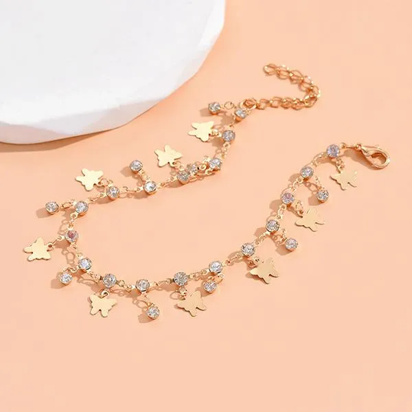 Vintage Beach Diamond Butterfly Pendant Anklet 33097170C