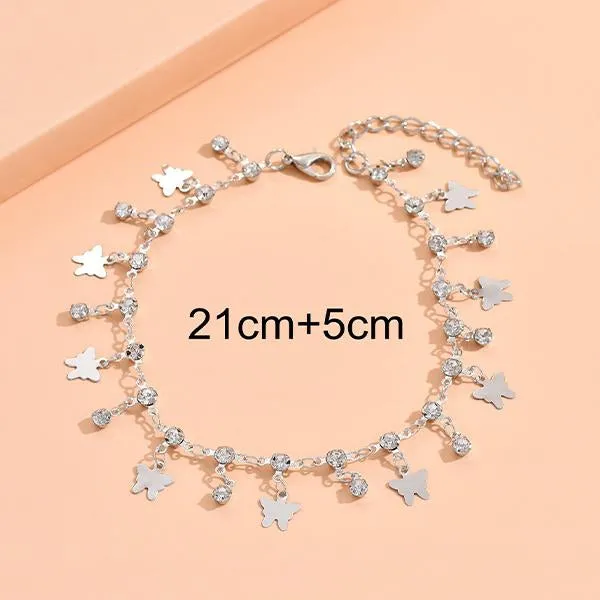Vintage Beach Diamond Butterfly Pendant Anklet 33097170C