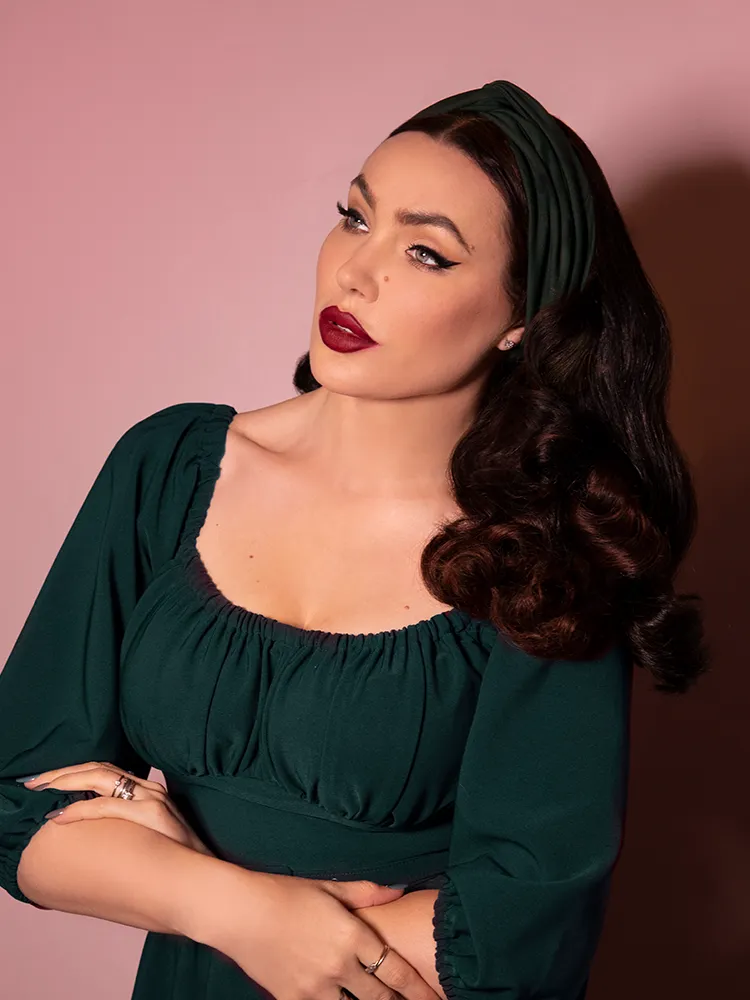 Vintage-Style Knot Headband in Hunter Green - Vixen by Micheline Pitt