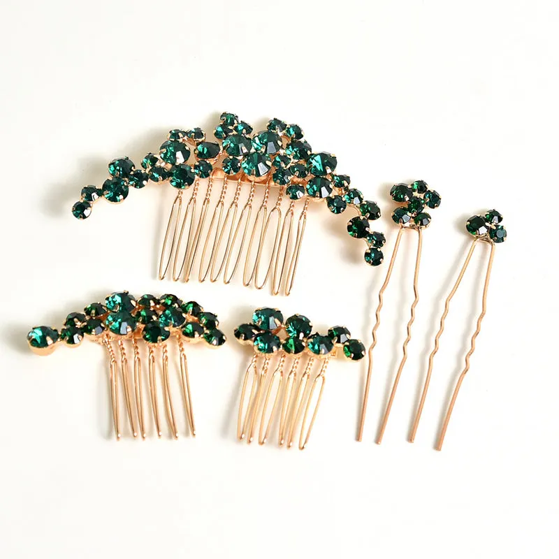 Wedding Alloy Rhinestone Hair Comb Hairpin Set