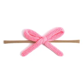 Yarn Baby Bow - Pink Pearl